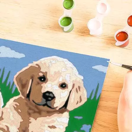 CreArt Süße Hundewelpen - Malen nach Zahlen für Kinder ab 7 Jahren