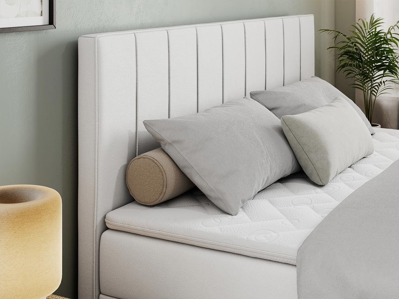MKS MÖBEL Boxspringbett ALLY, Doppelbett mit Multipocket-Matratze, Praktisch Polsterbett