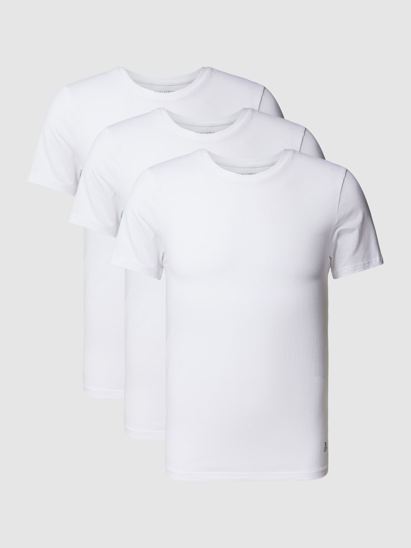 T-Shirt in unifarbenem Design im 3er-Pack in weiß
