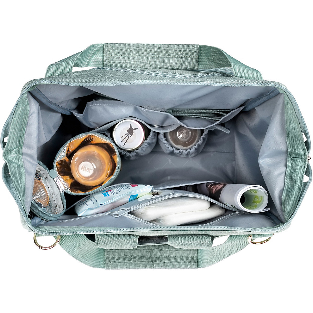 Wickelrucksack Goldie Glam mint, inkl. Zubehör & Wickelunterlage