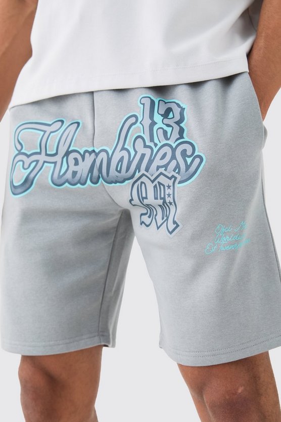 Kastige Oversize Shorts mit Homme-Print