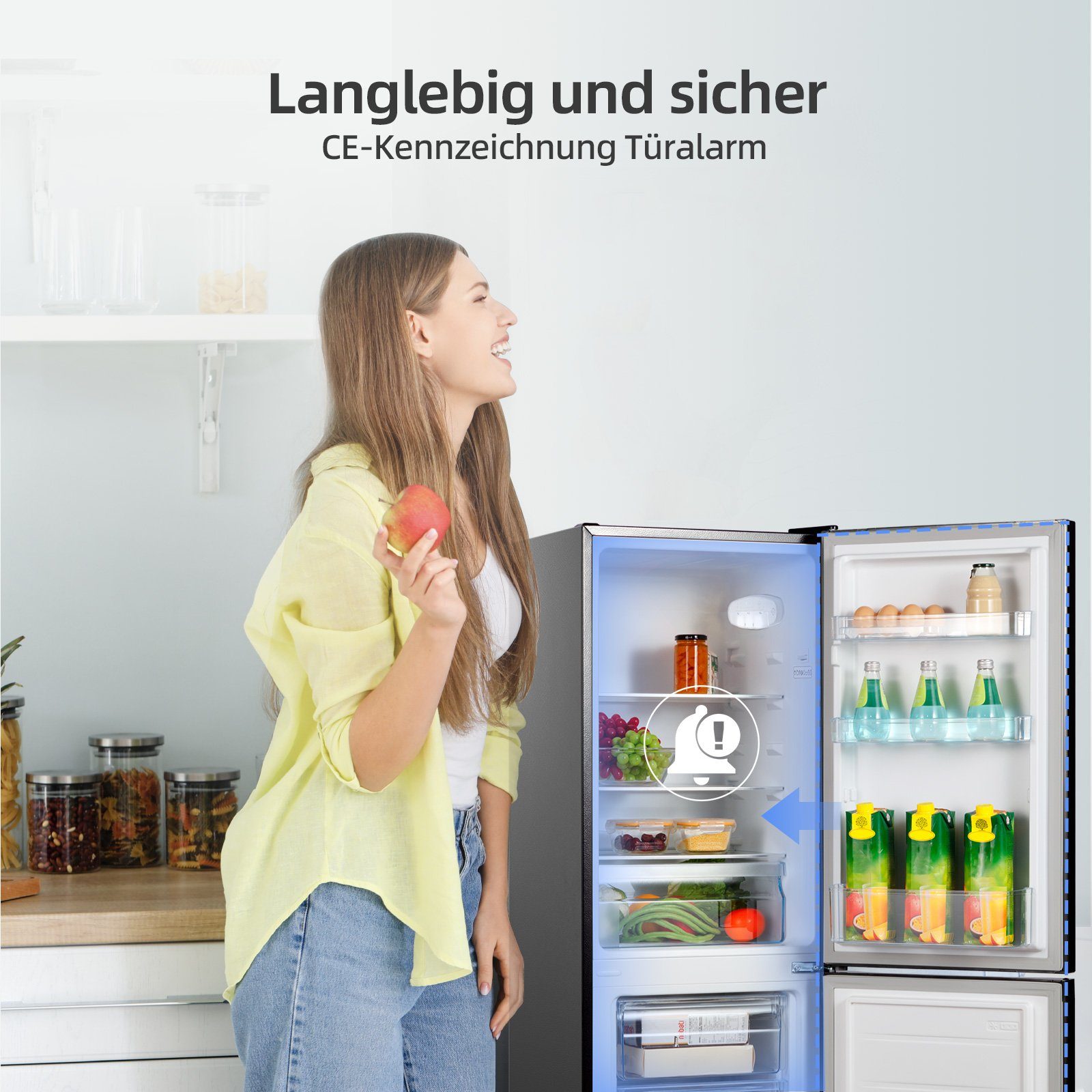 CHiQ Kühl-/Gefrierkombination CBM159LEBD, 144 cm hoch, 50 cm breit, 157L Kühlschrank,12 Jahre Garantie auf den Kompressor,Low-frost