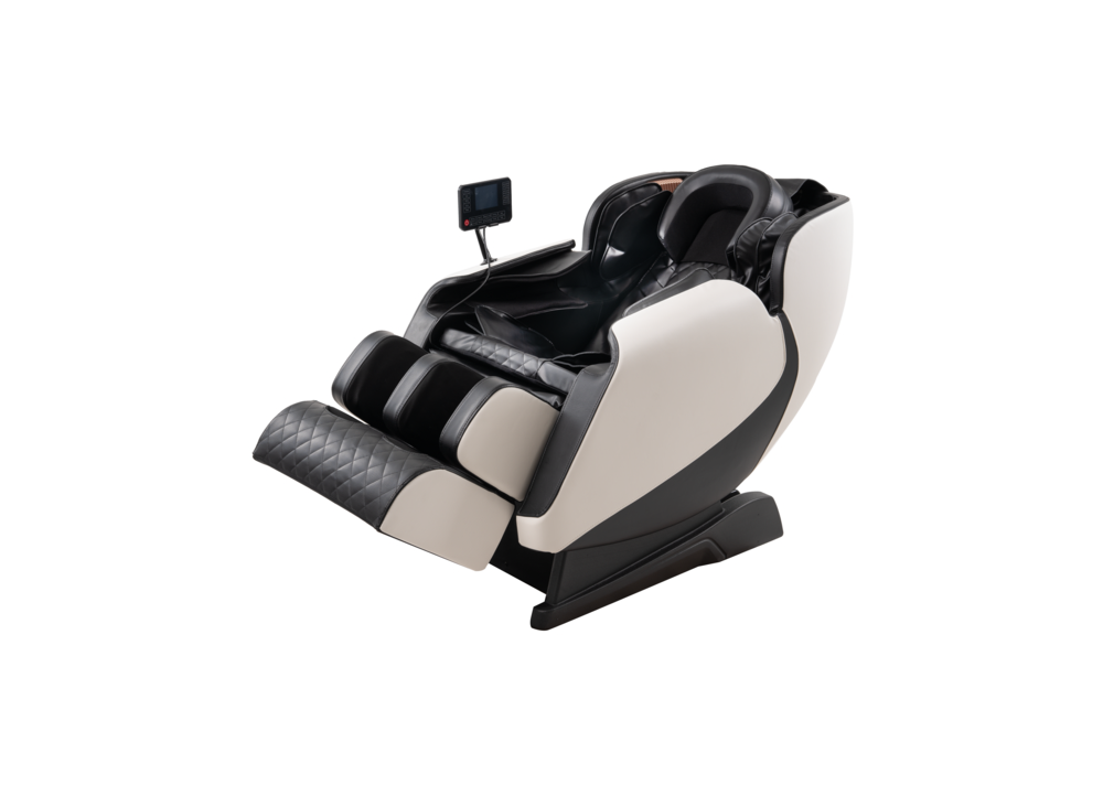 Happy Home Happy Home Elektrischer Massagesessel mit Kopfstütze, Armabdeckung & Airbag, Schwarz / Weiß