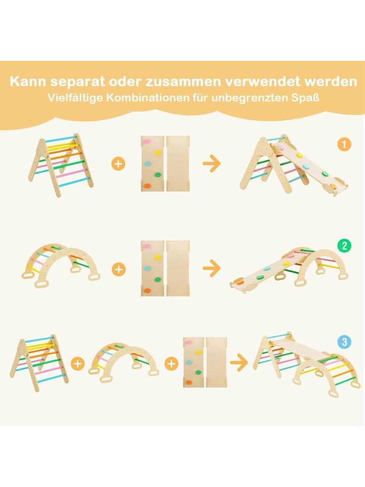 COSTWAY 4 in 1 Kletterdreieck ab 1 Jahre in Bunt günstig kaufen 64 cm