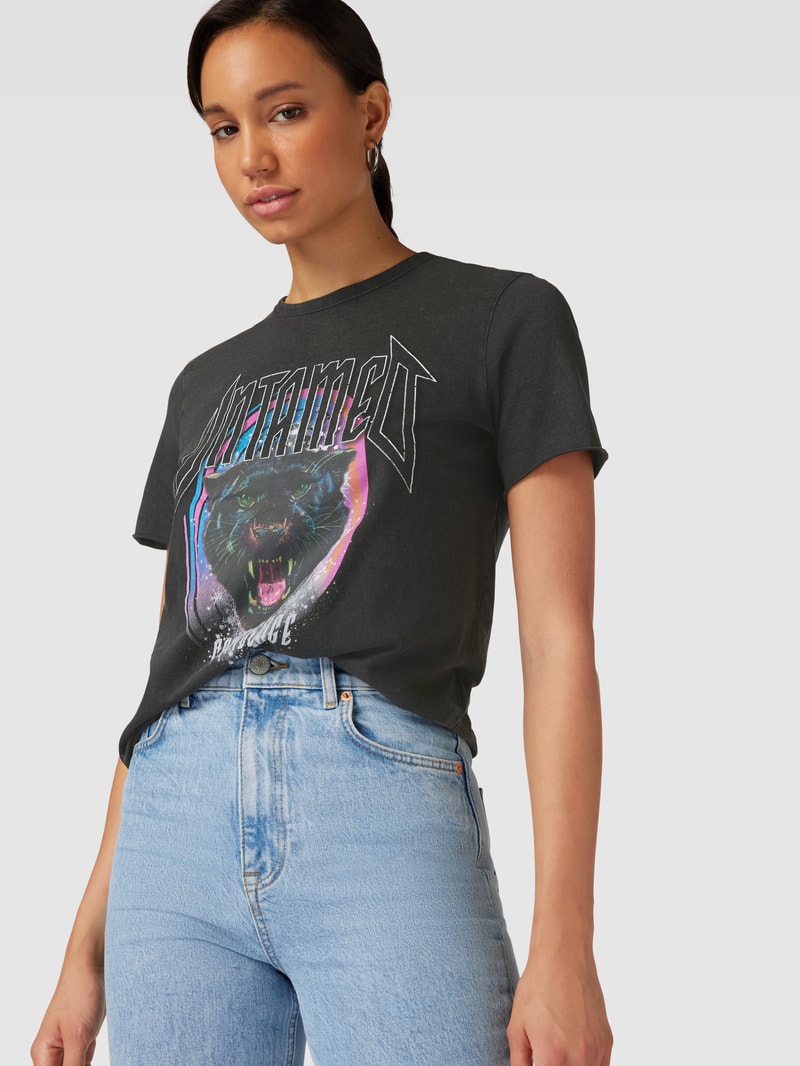 T-Shirt mit Motiv-Print Modell 'LUCY' in schwarz