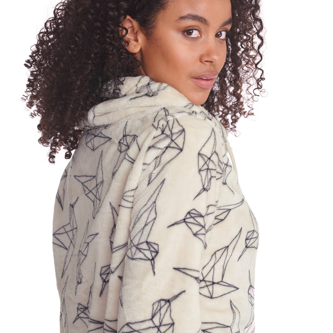 Damen Plüsch-Sweatshirt mit Schalkragen