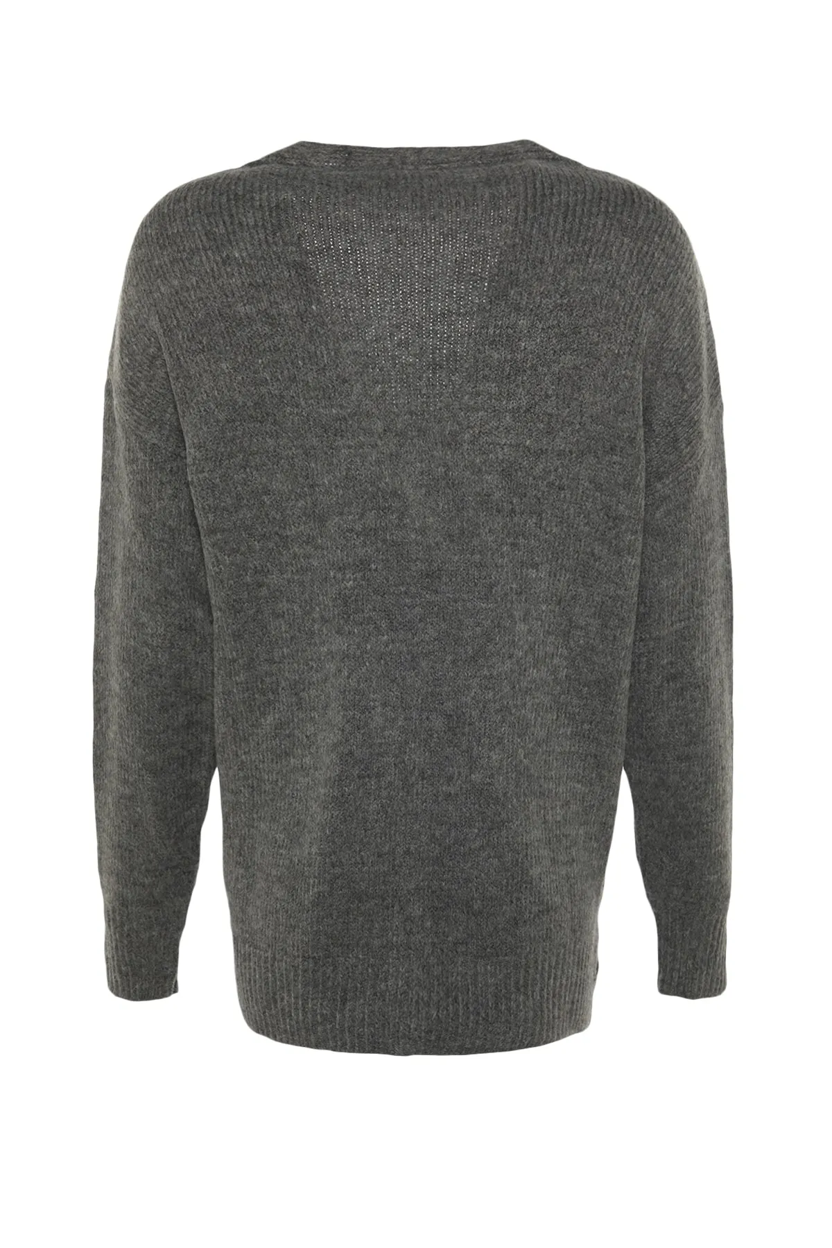 Trendyol Collection  Anthrazitfarbener Basic-Cardigan aus weicher, strukturierter Strickware TWOAW20HI0213
