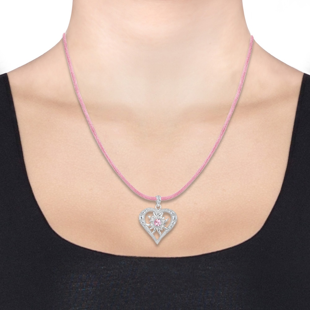 Elli Elli Collier Femmes Coeur Édelweiss avec Cristaux en Argent Sterling 925 collier