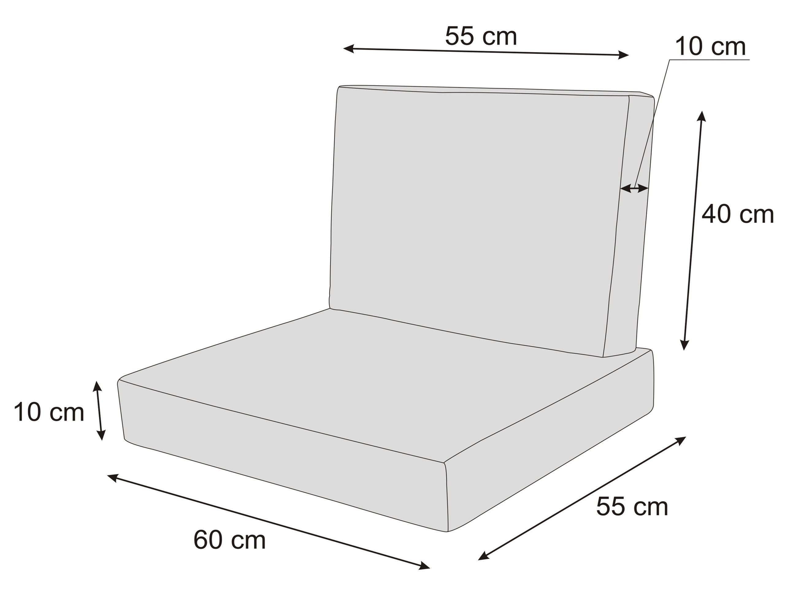 Bjird Stuhlkissen Polsterauflage auf Rataanmöbel Mia 60x55 cm, Gartenkissen für Rattansessel, UV-Beständig, 2-tlg