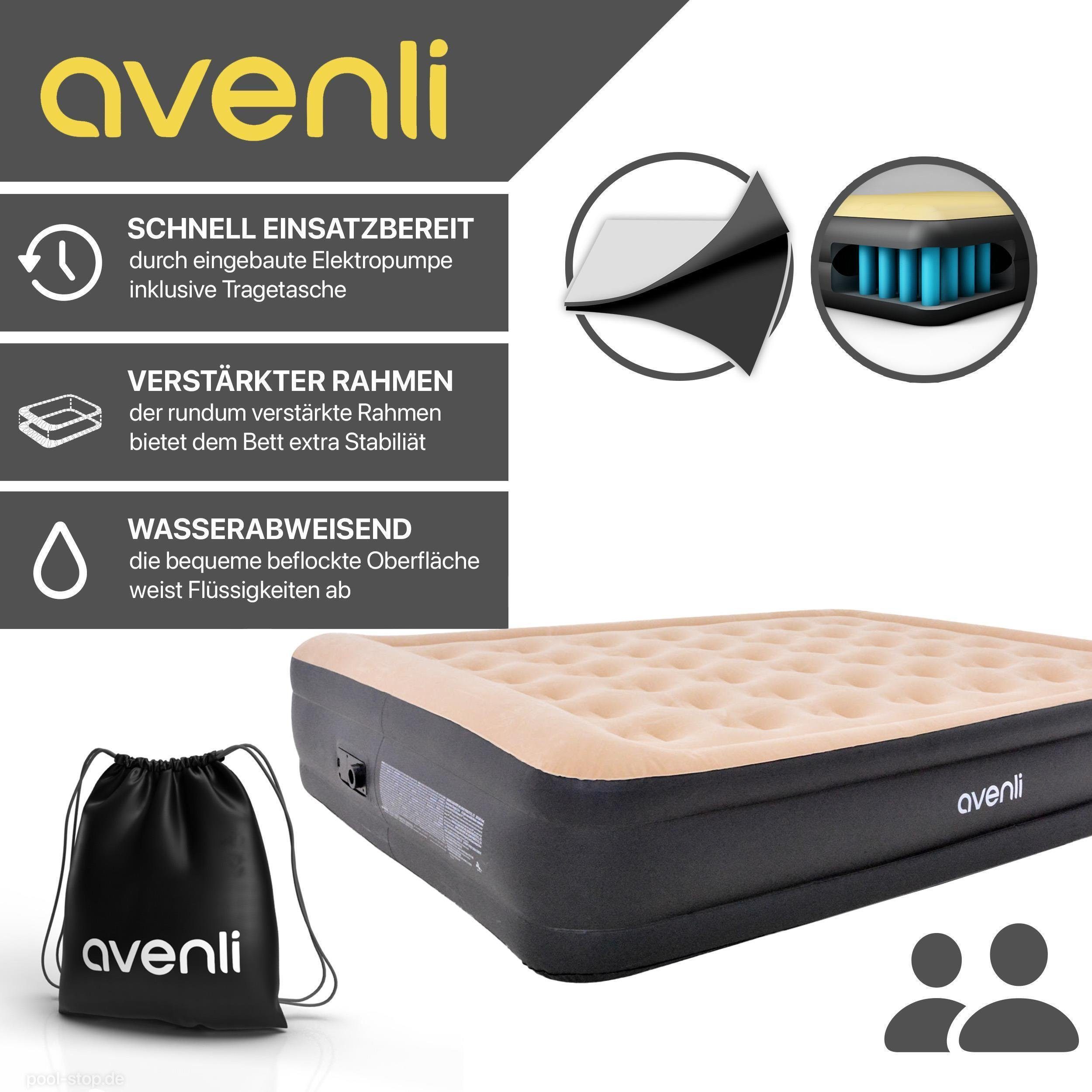 Avenli Luftbett mit integrierter Elektropumpe 203x157x47 cm, (Doppelbett für 2 Personen), mit beflockter Oberfläche