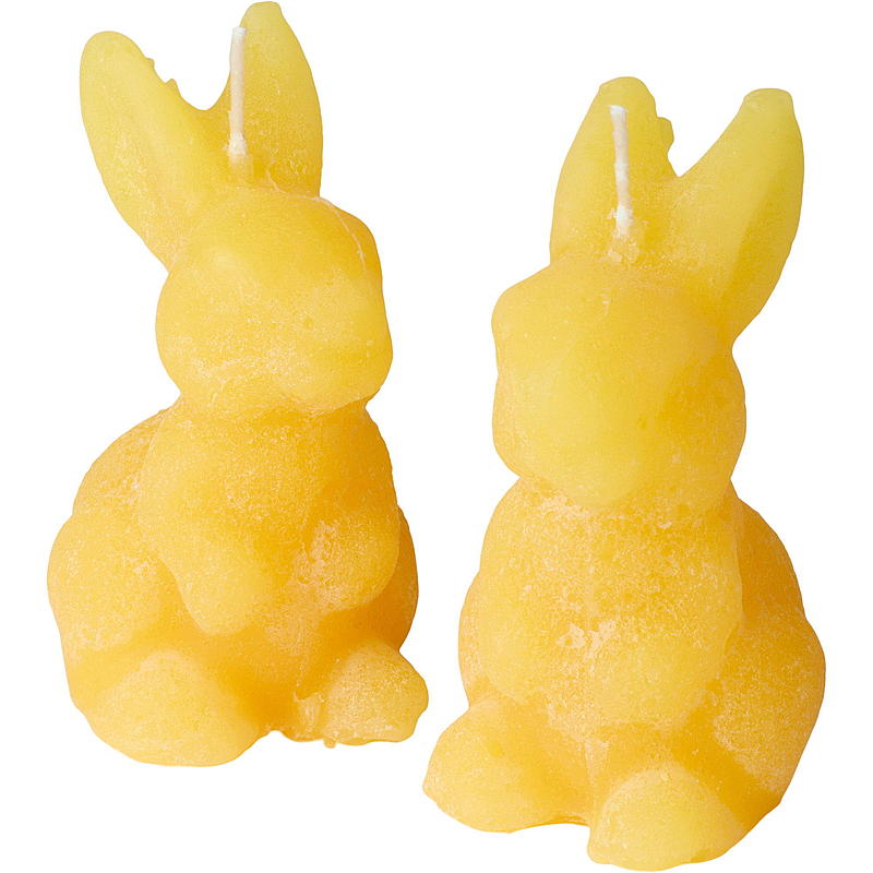 Påskehare lys 2-pk 6x9,3 cm parafin gul