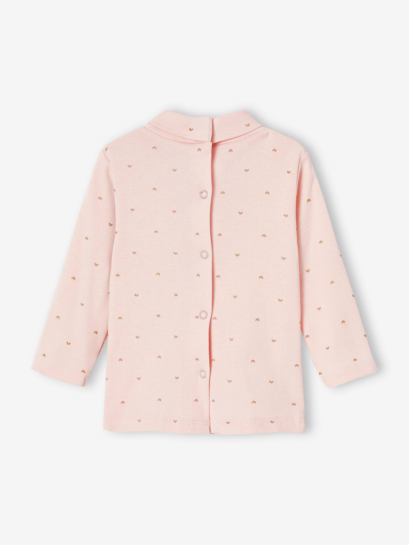 Vertbaudet 2er-Pack Mädchen Baby Rollkragenshirts BASIC - hellrosa