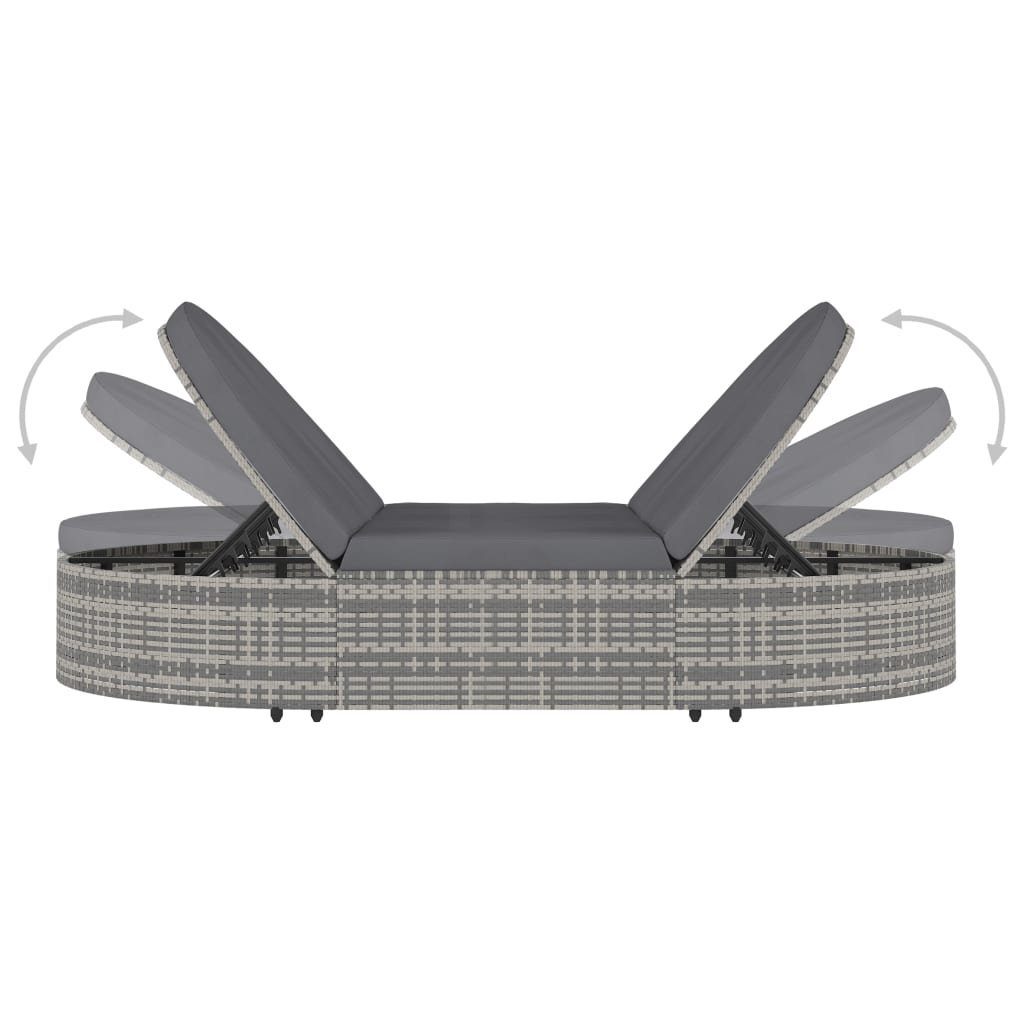 Merax Loungebett, 2 Teile, aus Polyrattan, Gartenliege, Sonnenlige inkl. Auflage, verstellbare Rücklehne