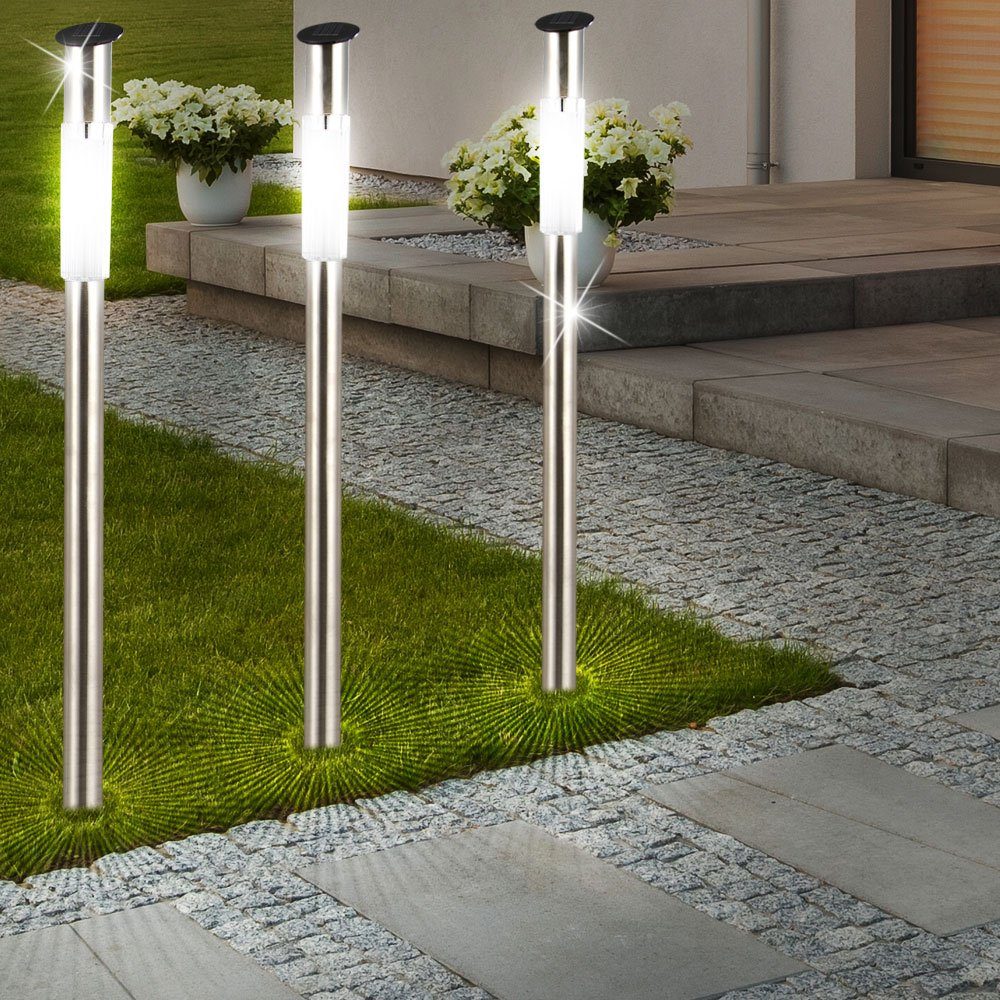 etc-shop LED Gartenleuchte, LED-Leuchtmittel fest verbaut, 7er Set LED Solar Außen Leuchten Garten Weg Steck Strahler