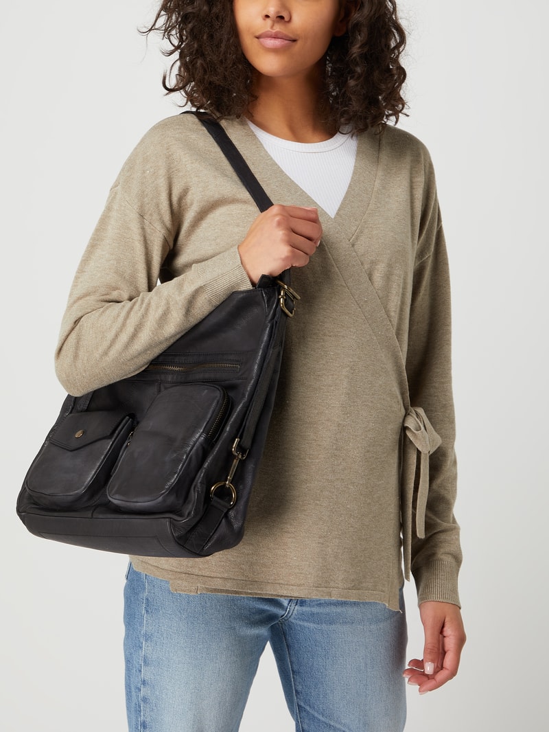 Hobo Bag aus Leder Modell 'Manu' in schwarz