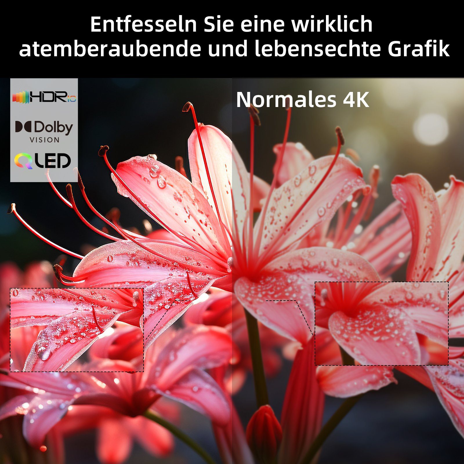 CHiQ U55QH7C QLED-Fernseher (139,00 cm/55 Zoll, 4K Ultra HD, Smart-TV, Android TV, WCG,Rahmlos design, Google Assistant)