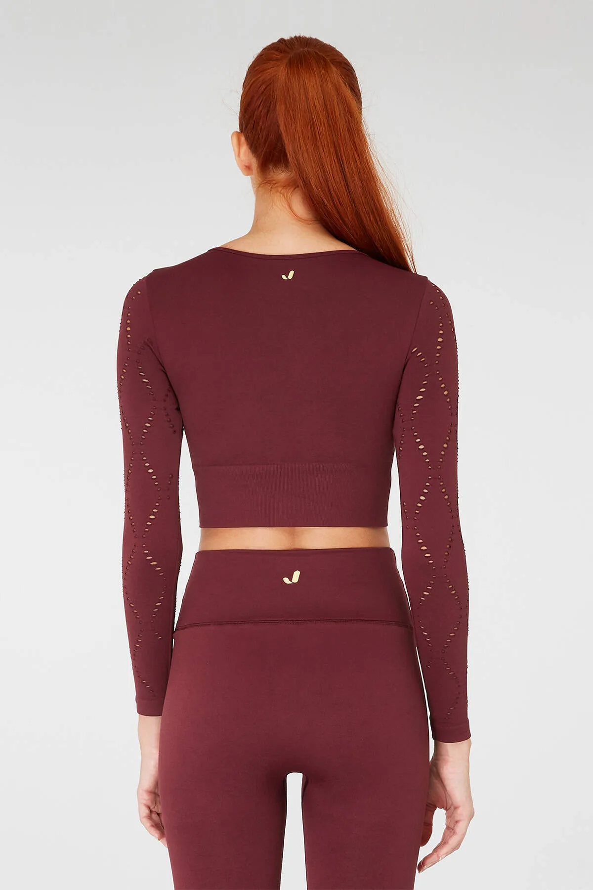 Jerf  Naples Langarm-Crop-Top Econyl Claret Red