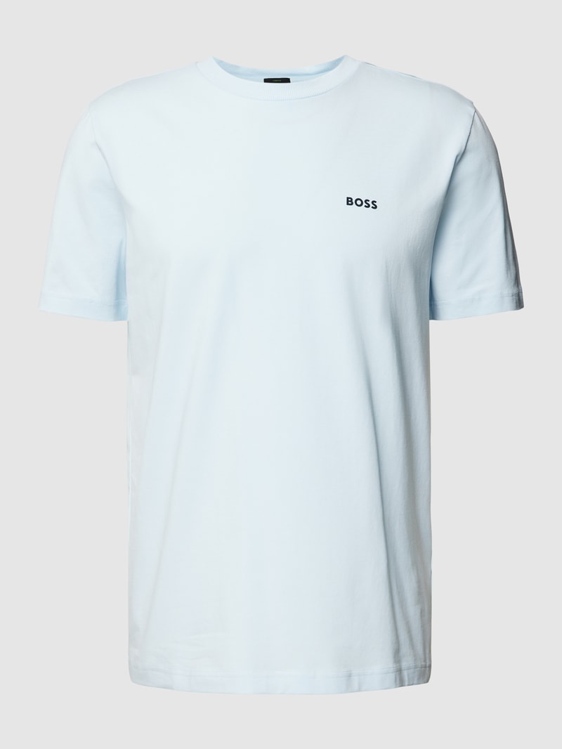 T-Shirt mit Label-Print in hellblau