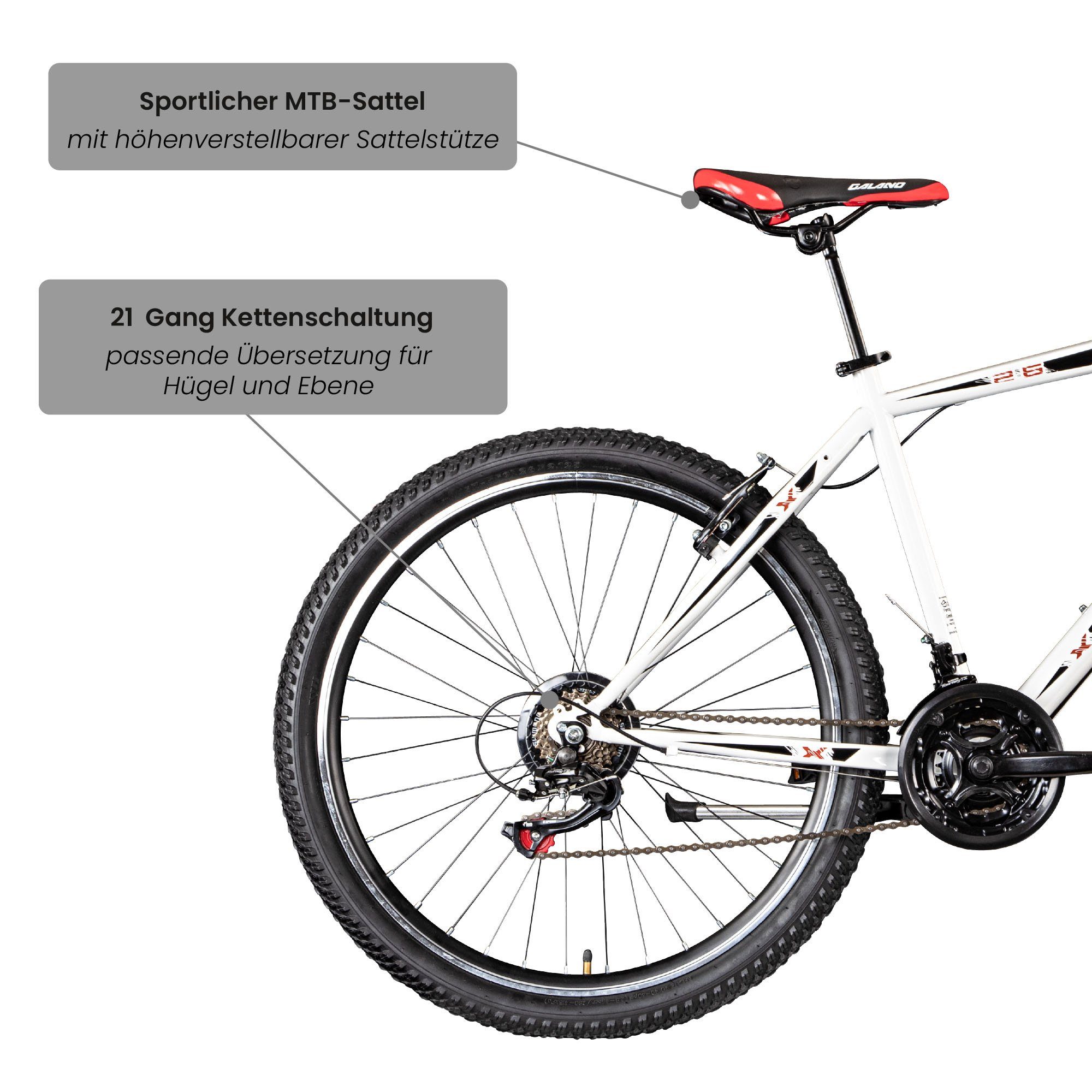 Galano Mountainbike Path, 21 Gang, Kettenschaltung, Mountainbike Jugendfahrrad ab 160 cm Fahrrad MTB Hardtail
