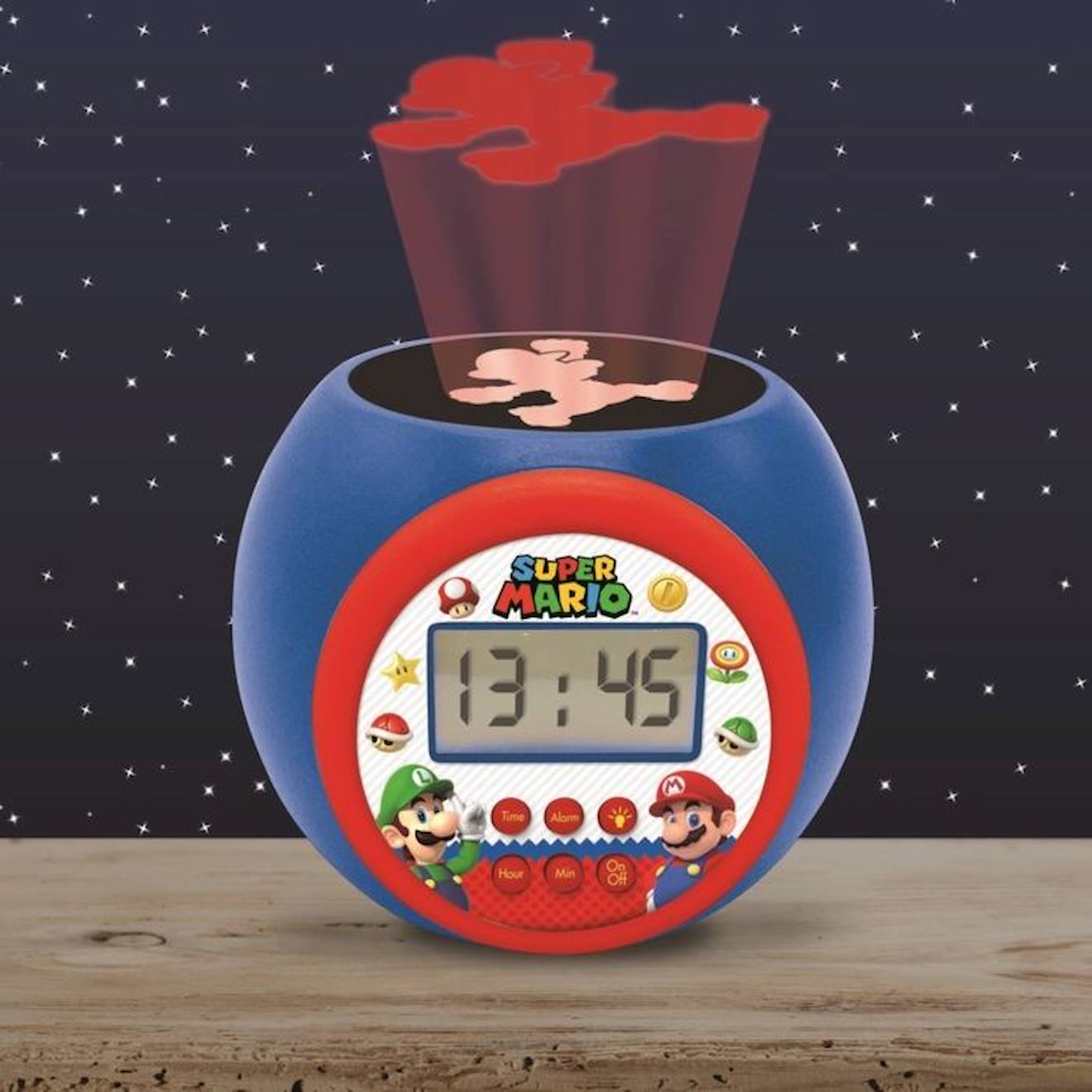 Réveil projecteur Super Mario fonction minuteur bleu