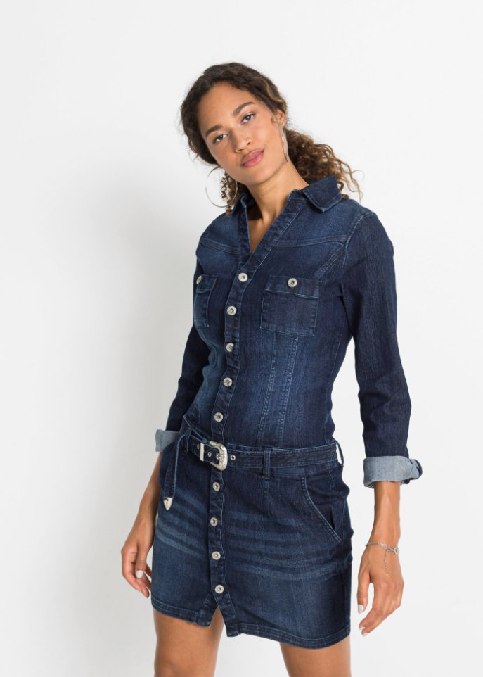 Jeans Kleid mit Gürtel