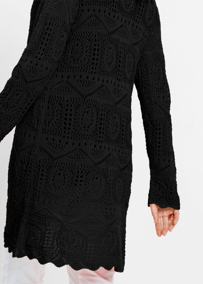 Ajour-Longstrickjacke