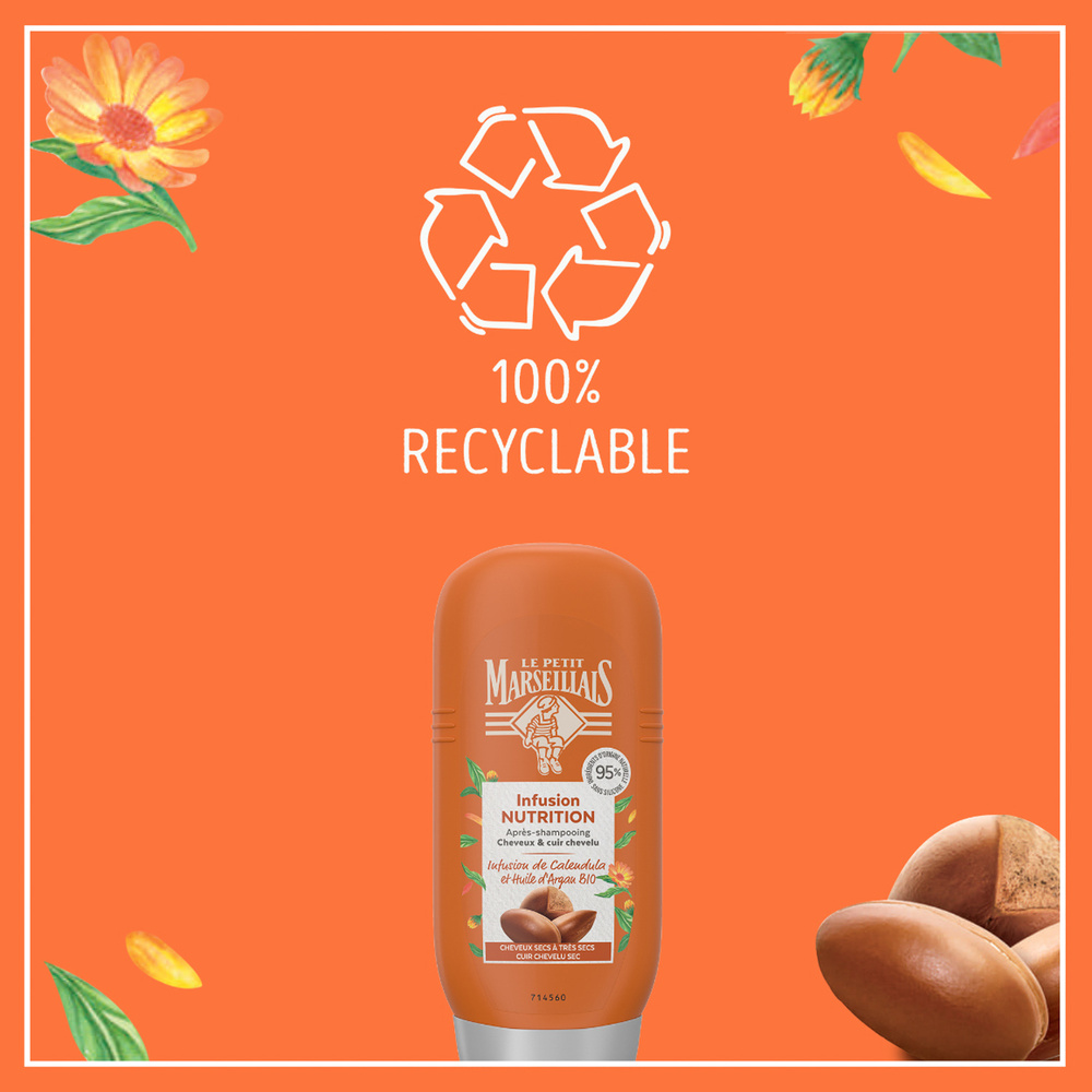 le petit marseillais Après-Shampooing Nutrition Infusion Calendula et Argan Bio - Le flacon de 200 ml Après-Shampooing