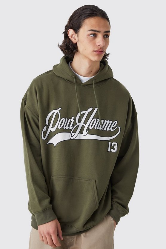 Oversize Hoodie mit Pour Homme Print