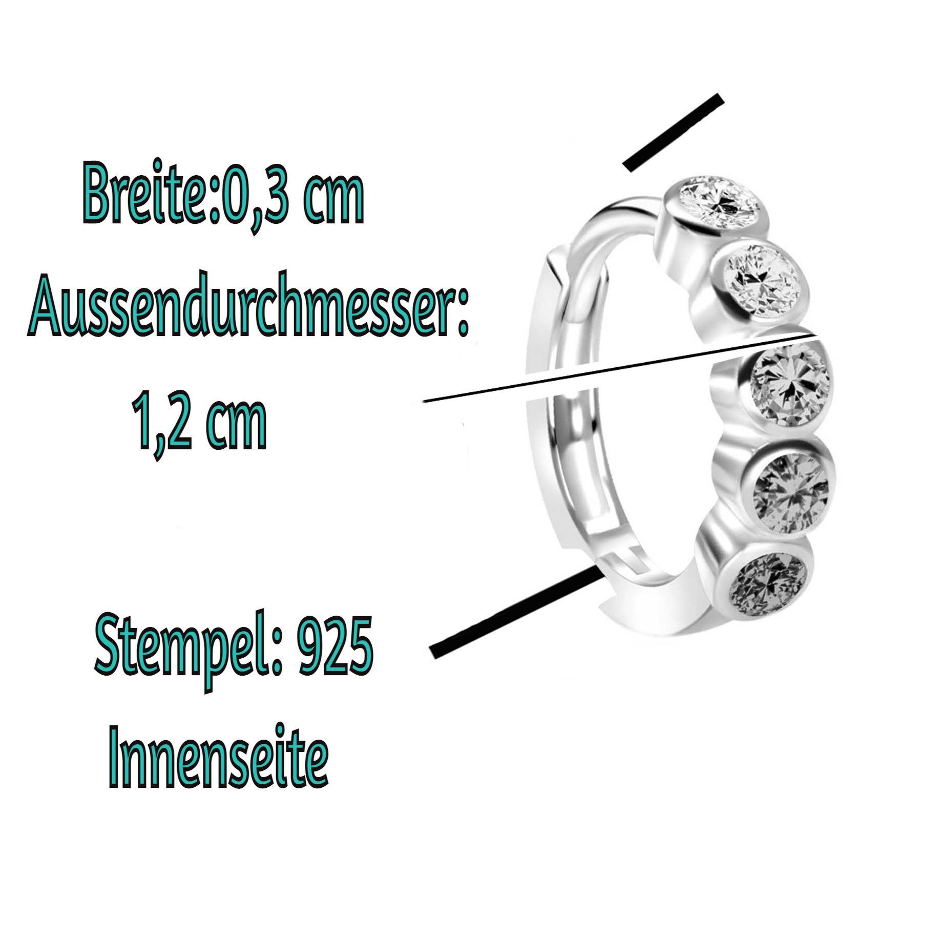 schmuck23 Klappcreolen Ohrringe Creolen 925 Silber Damen Kinder Mädchen, Silberschmuck Kinderschmuck Zirkonia Geschenk