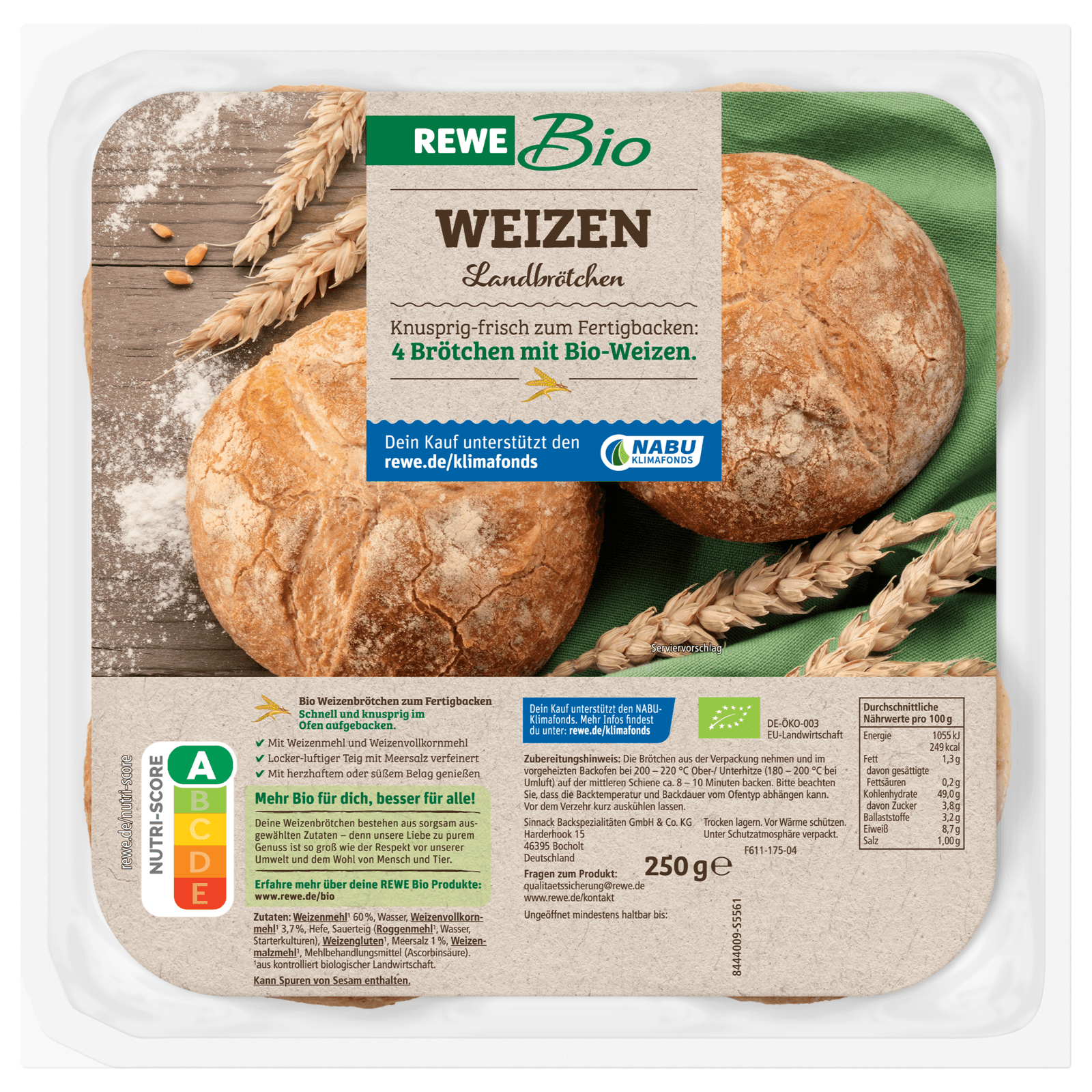 REWE Bio Weizen Landbrötchen 280g