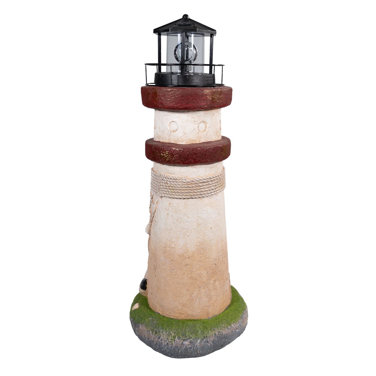 Lemodo Leuchtturm MARITIM mit Solar-Rundum-Leuchte in rot