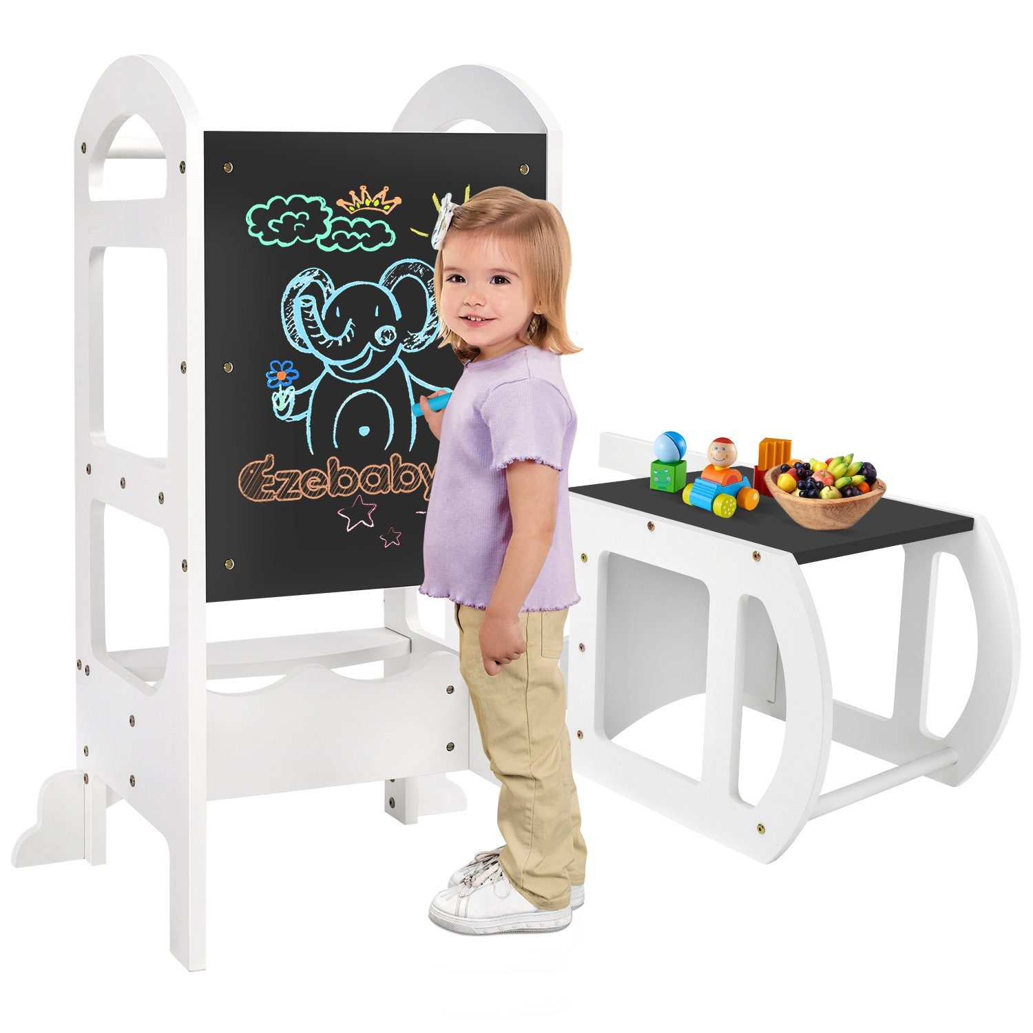 Ezebaby Stehhilfe Lernturm Für Kinder 1+ Tritthocker Lernstuhl Kinderhocker