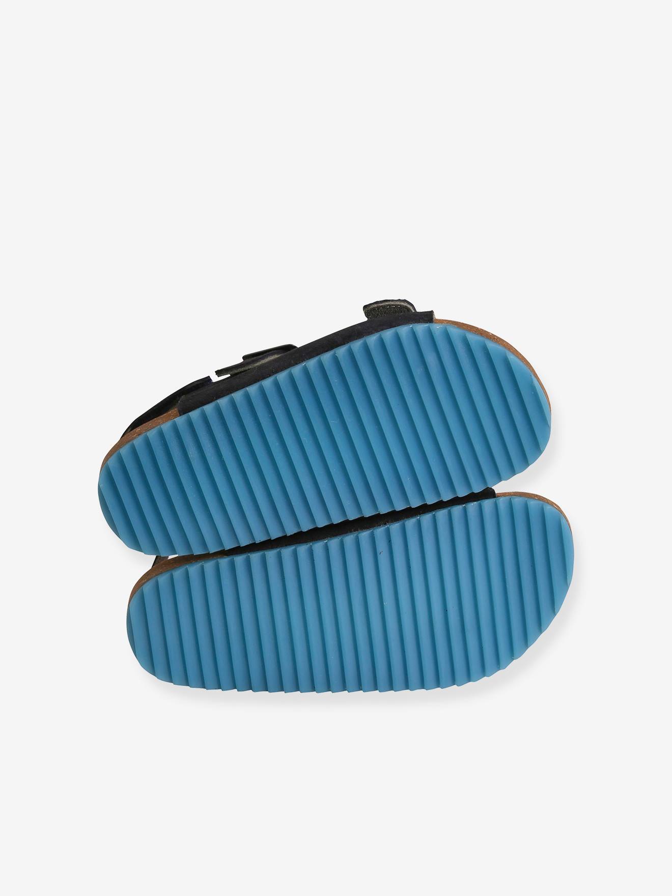 Sandales cuir enfant ouverture totale marine