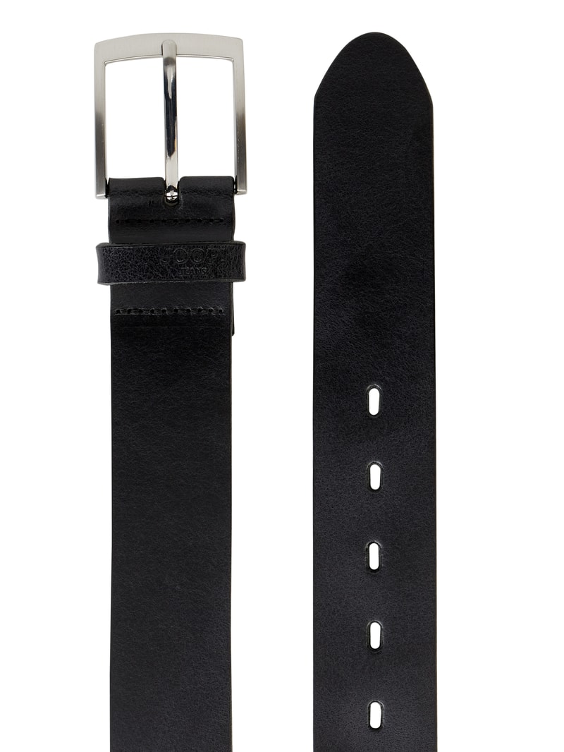 Ledergürtel mit Dornschließe in schwarz