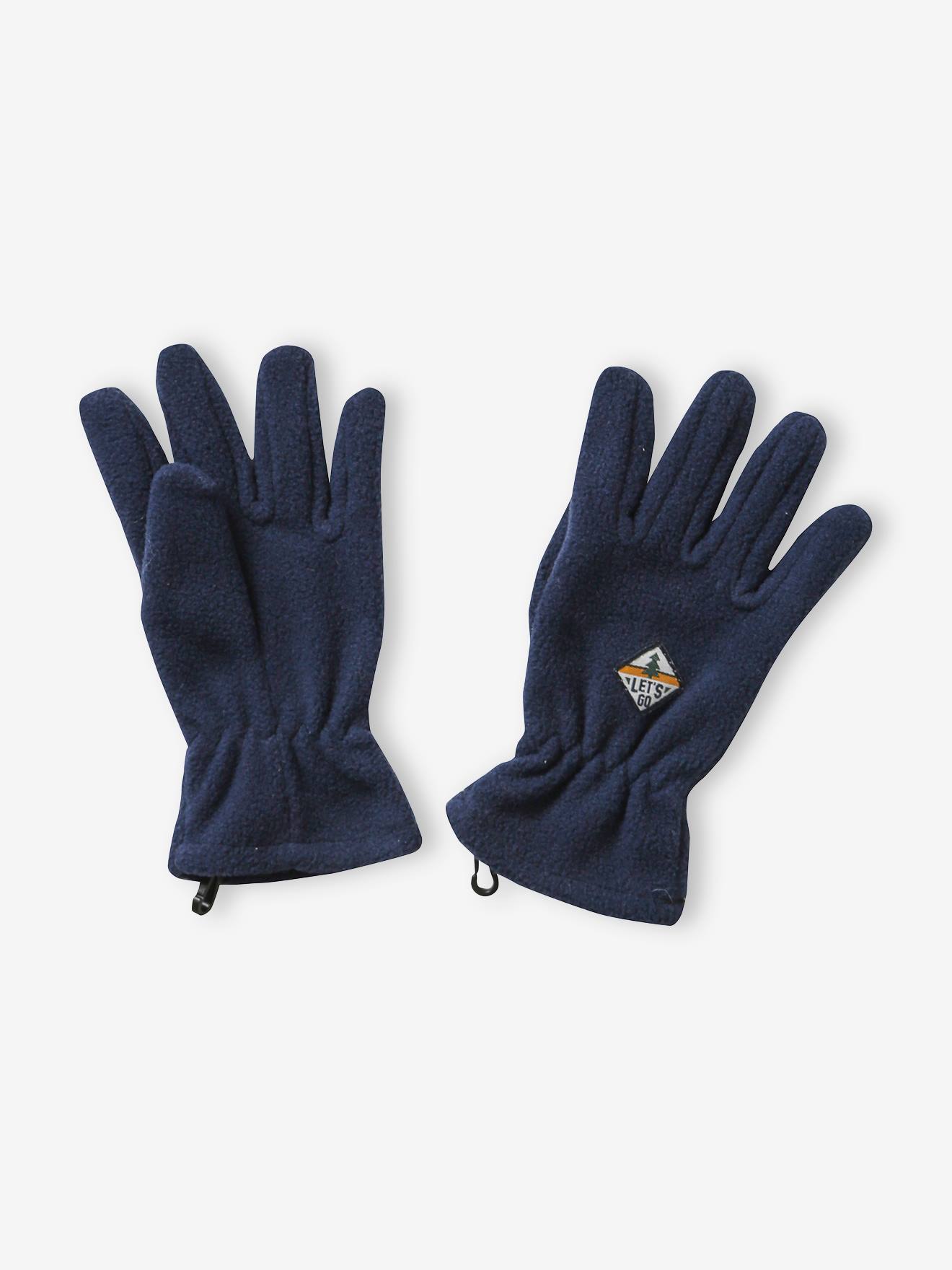 Gants garçon en maille polaire pétrole
