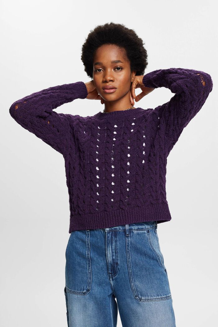 Grobstrickpullover mit Zopfmuster