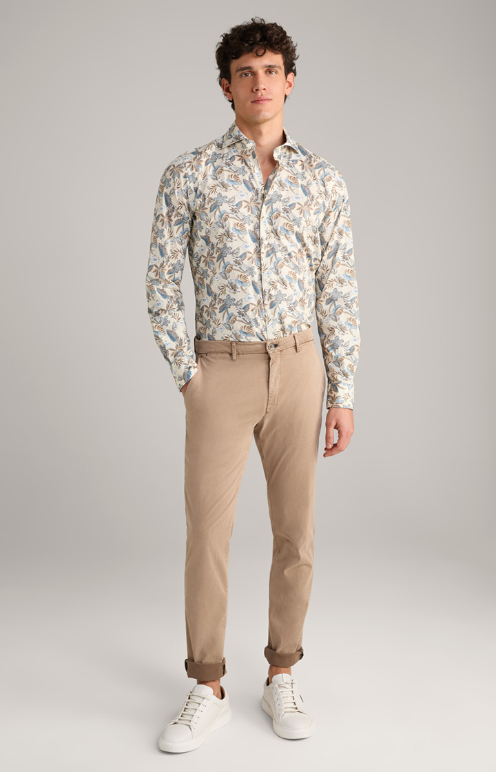 Hemd Pai in Hellbeige/Blau gemustert