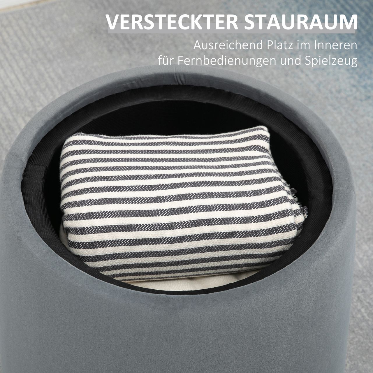HOMCOM 2-in-1 Ottomane Sitzhocker inklusive Stauraum, abnehmbaren Deckel Grau