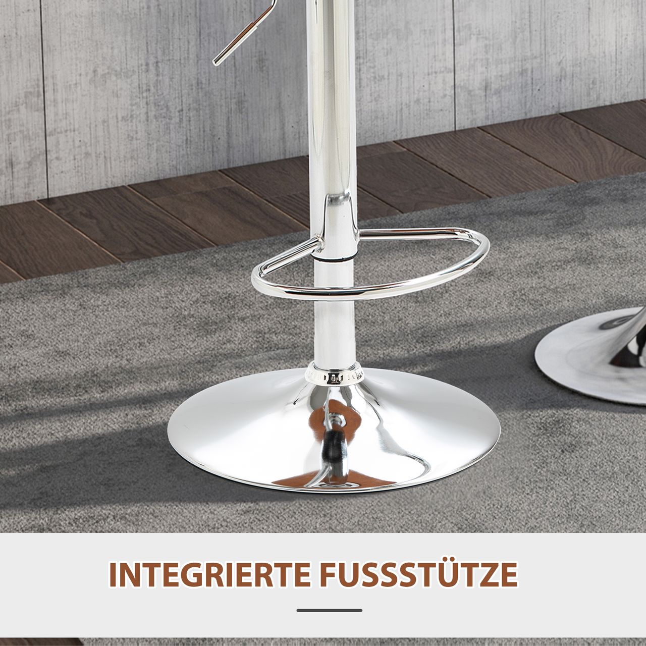 HOMCOM Barhocker mit Fußstütze, Barstuhl mit Rückenlehne, Bistrohocker, Esszimmerstuhl höhenverstellbar drehbar, PU, Schwarz, 2er-Set, 46 x 53,5 x 85-106 cm