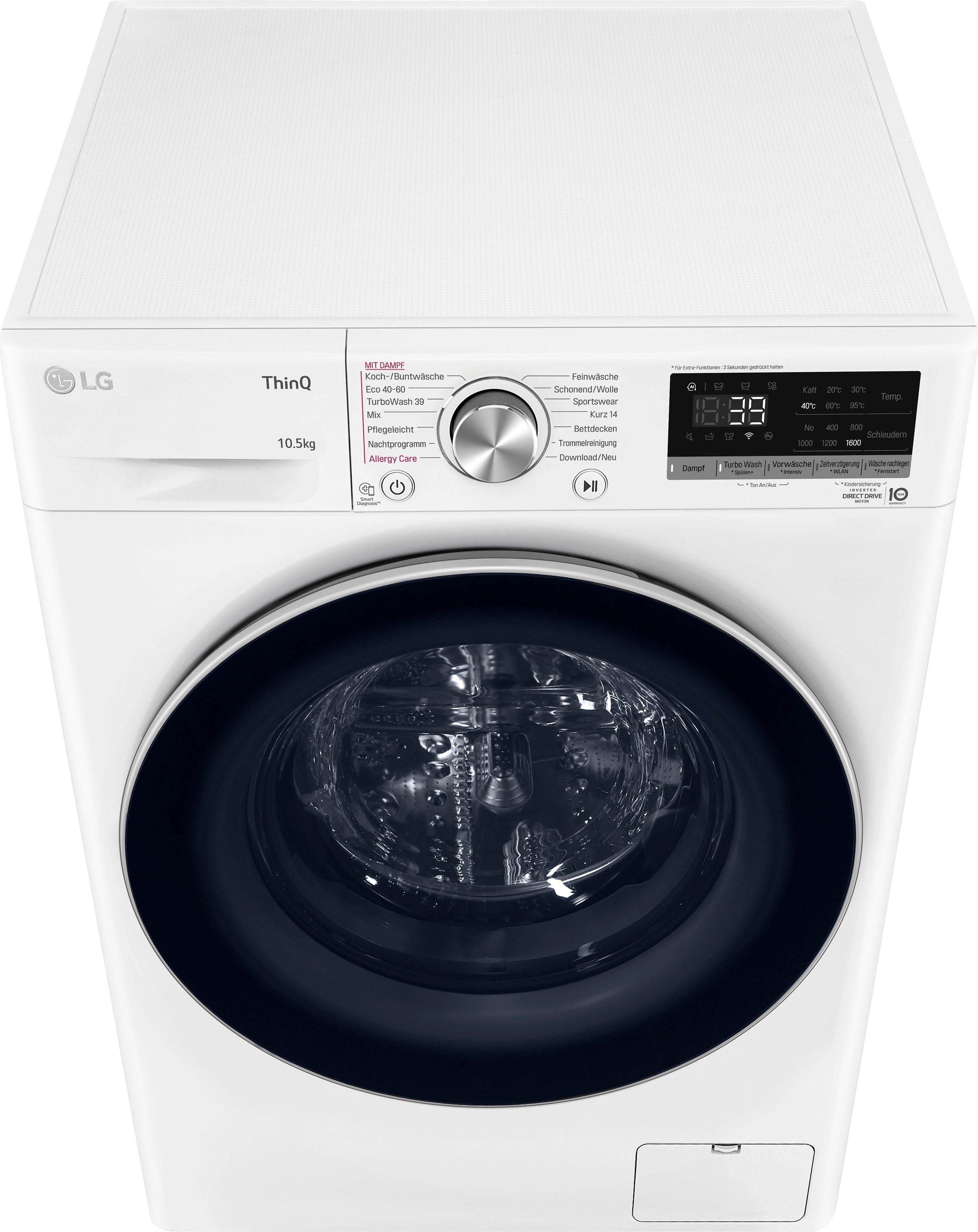 LG Waschmaschine F6WV710P1, 10,5 kg, 1600 U/min, TurboWash® - Waschen in nur 39 Minuten