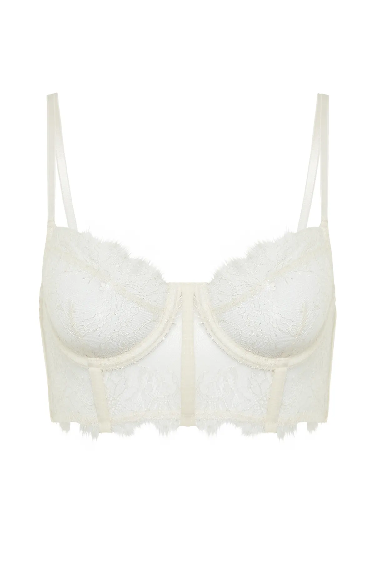 Trendyol Collection  Braut-Bustier aus weißer Spitze ohne Träger, Strick-BH THMSS24SU00033
