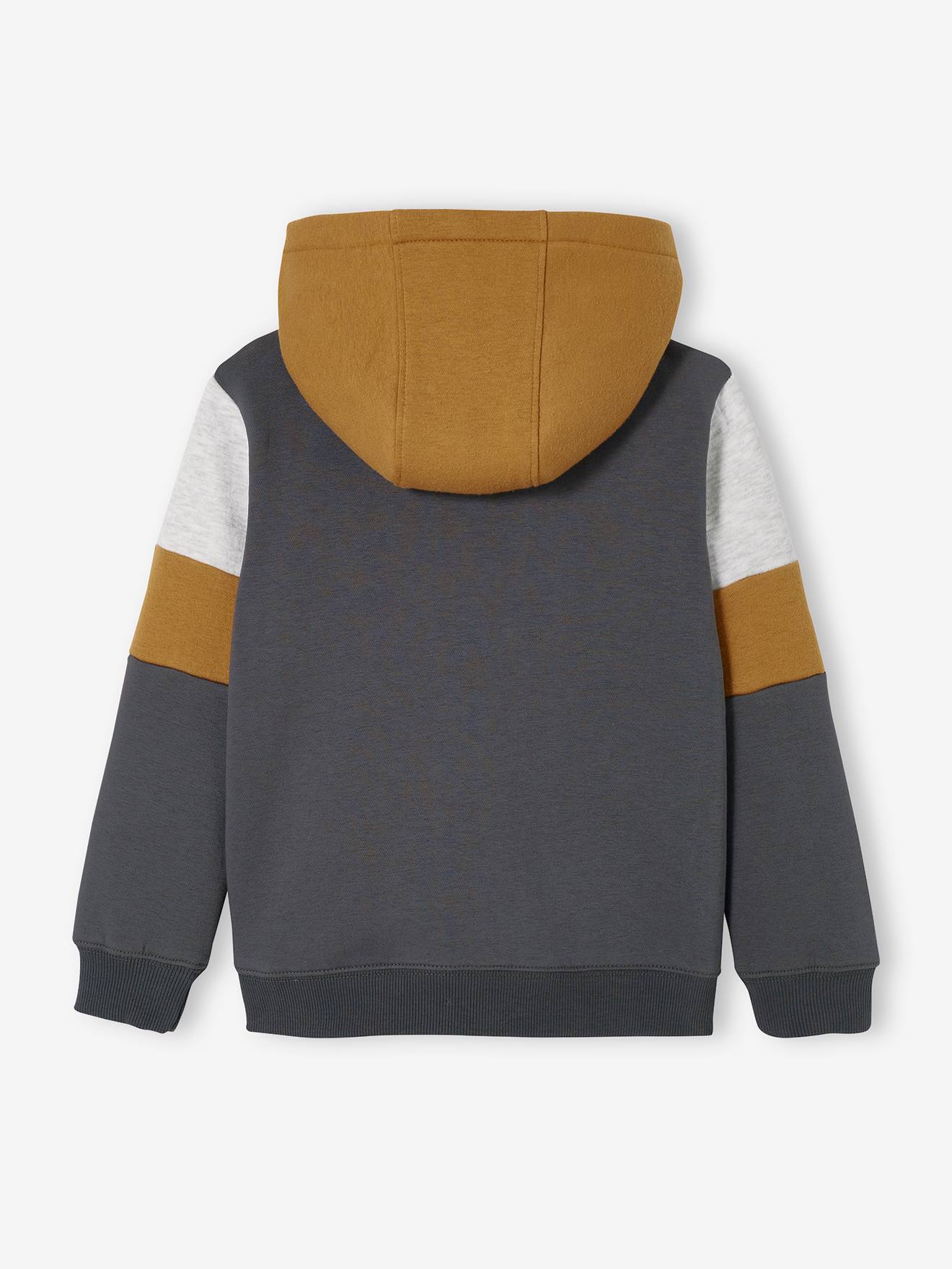 Sweat zippé colorblock sport garçon marron