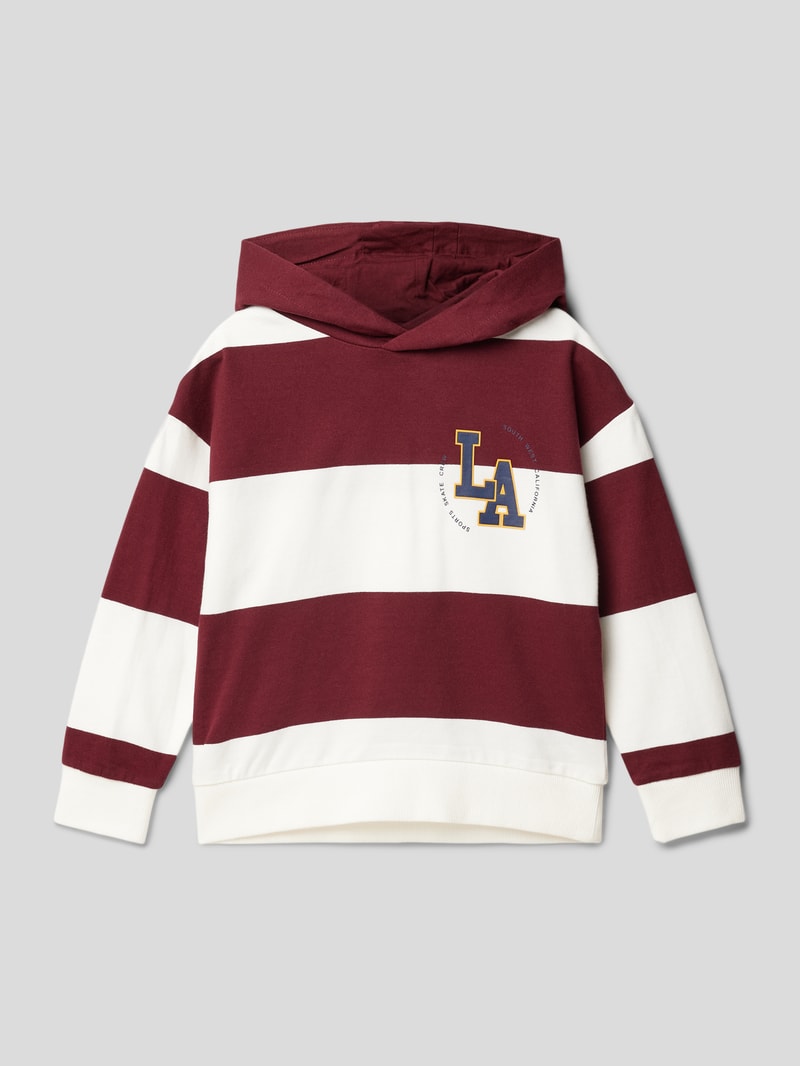 Sweatshirt mit Blockstreifen Modell 'academy' in bordeaux rot