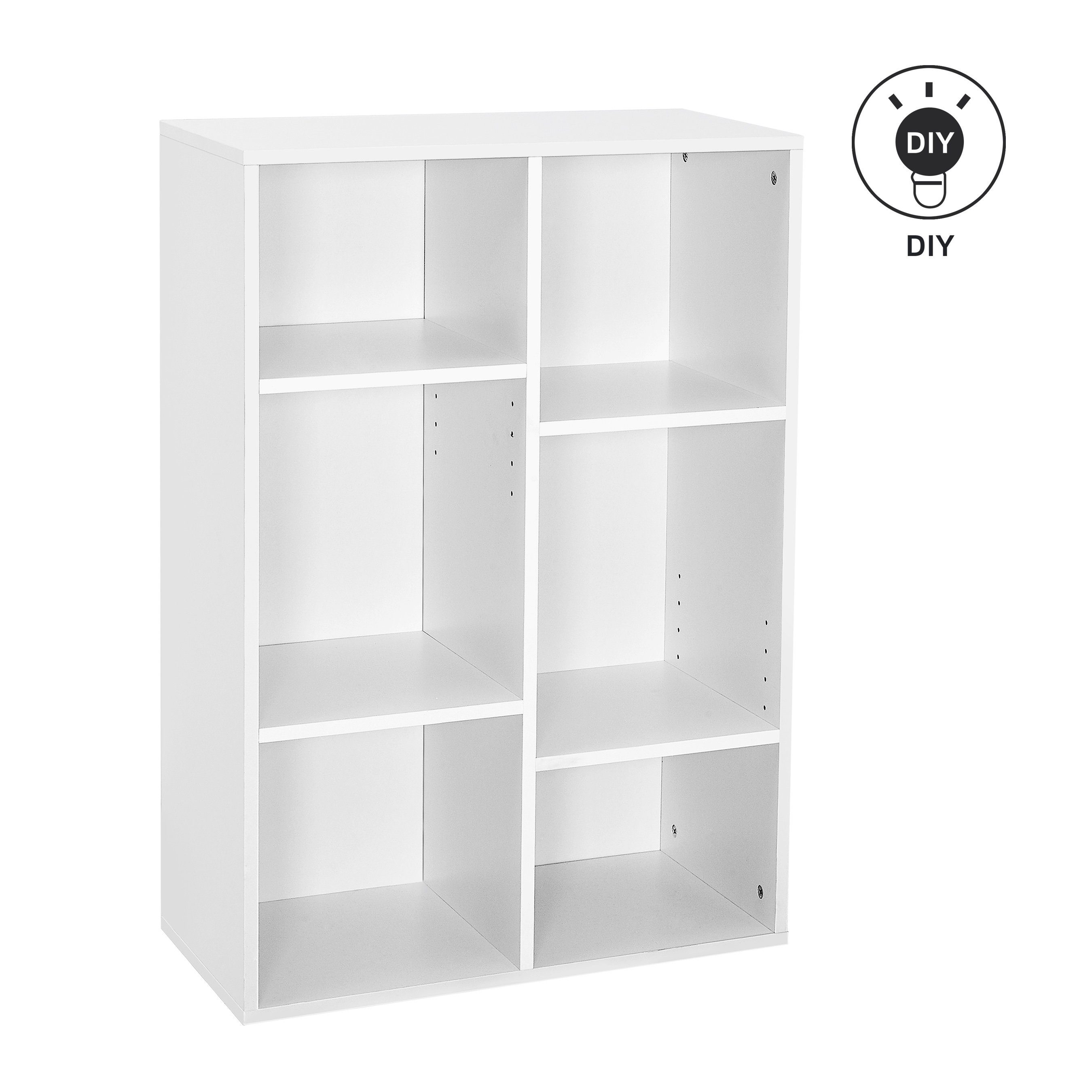 Mondeer Bücherregal Bücherschrank, Würfelregal, Standregal, mit 6 Fächern, Weiß