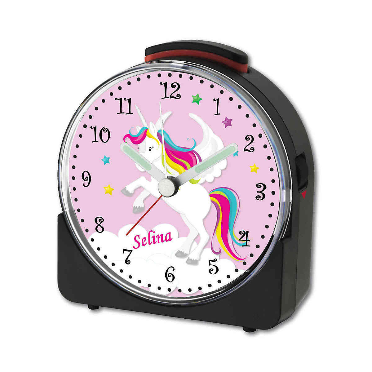 Kinder Funkwecker weiß personalisiert mit Namen Einhorn