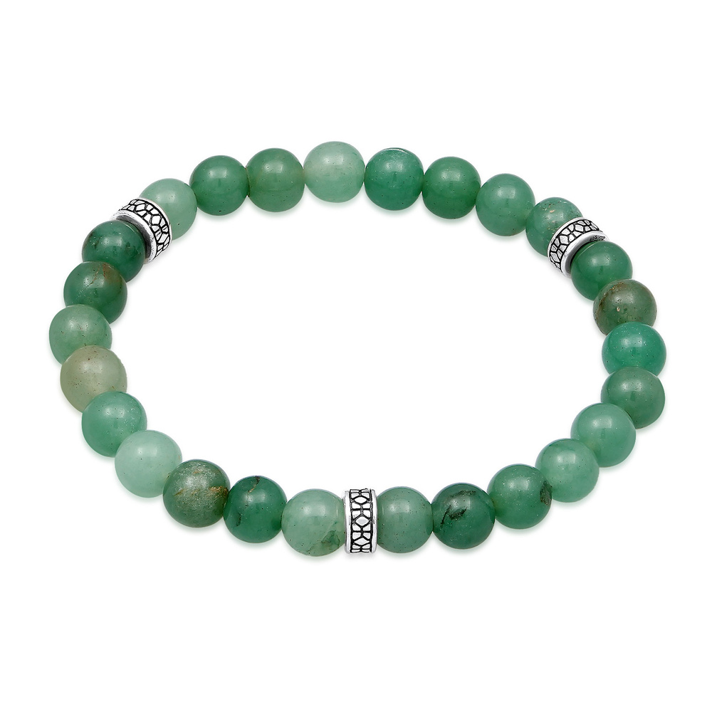 KUZZOI KUZZOI Bracelet Hommes Beads Vintage avec Aventurine en argent sterling 925 Bracelet