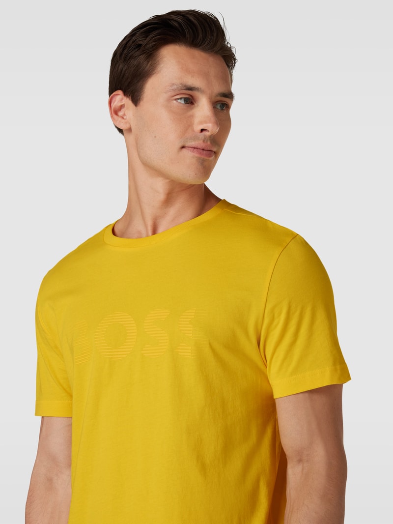 T-Shirt mit Label-Print in gelb