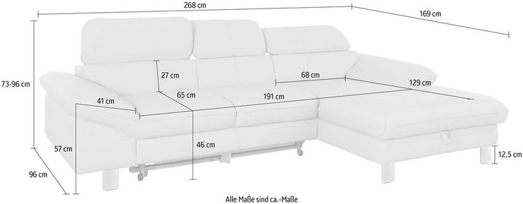 COTTA Ecksofa Driver, mit Kopfteilverstellung, wahlweise mit Bettfunktion