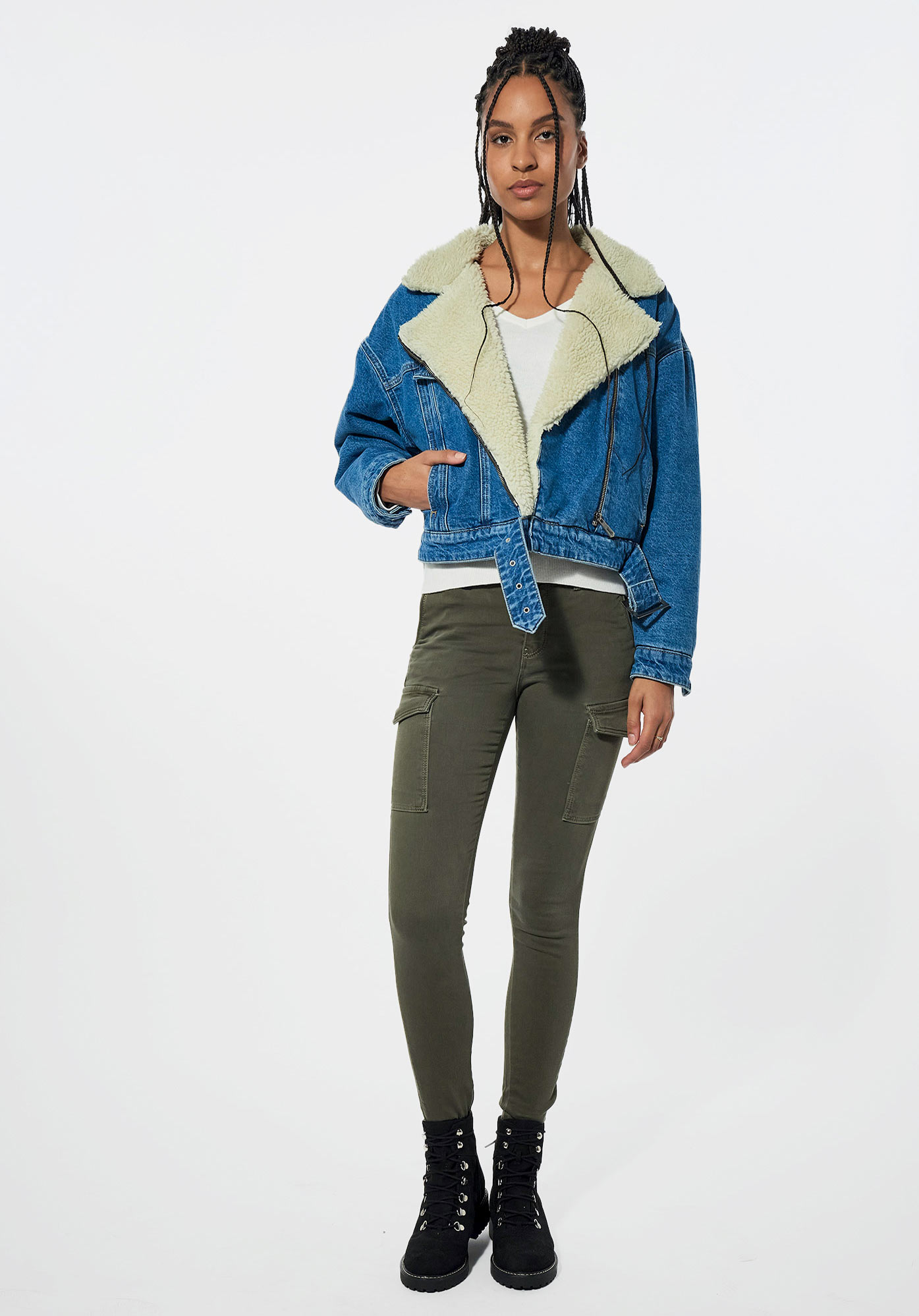 EMA    Veste en jean et sherpa Femme en 100% coton