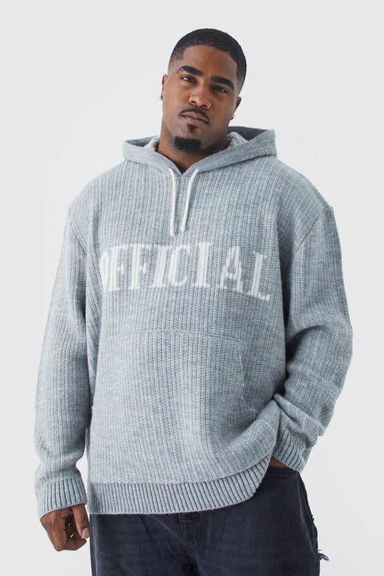 Plus gerippter Oversize Strick-Hoodie